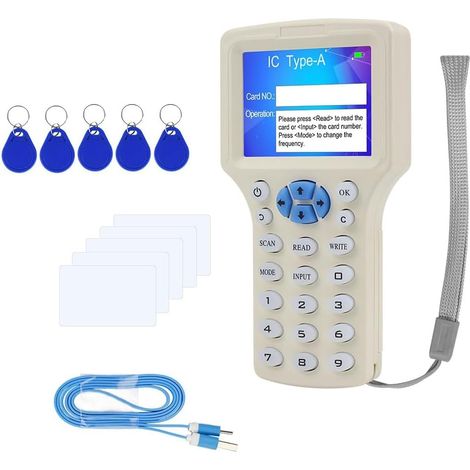 1ur De Contrôle D'accès, Lecteur RFID 125 Khz Et 13,56 Mhz, Interface USB, Avec 10 Porte-clés, Pour Duplication Badge (1/5)