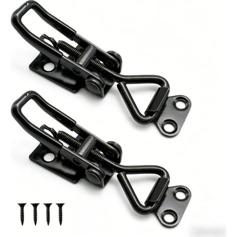 Lot de 2 tendeurs à levier de genou réglables - 74 x 27 mm - 100 kg - Serrure de serrage robuste avec verrouillage de sécurité - Serrage rapide verrouillable pour armoire, caisse, boîte (1/5)