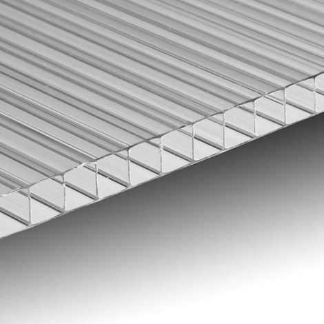 Plaque polycarbonate alvéolaire double paroi 200 x 98 cm – Épaisseur 10 mm – Résistante aux impacts – Isolation thermique – Pour vérandas et serres – Ezooza (1/5)