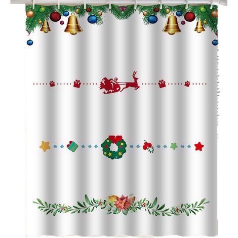 Rideau imperméable de douche de salle de bain et anti-moisissure de Noël de séparation,180 cm x 180 cm (1/4)