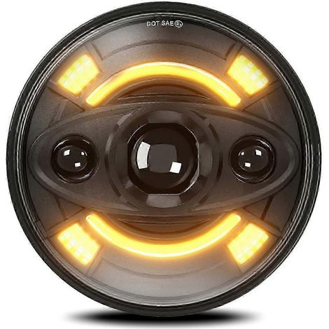 Phare LED rond étanche de 7 pouces avec feux de route et de croisement, clignotants et feux de jour, compatible avec la plupart des modèles AQ. WHBYV (1/4)