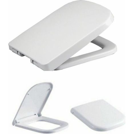 Square Toilet Seat Soft Close with Quick Release White Toilet Seats for Easy Cleaning Easy Installation with Top Fixing Adjustable Hinges Standard Toilet Seat (1/5)
