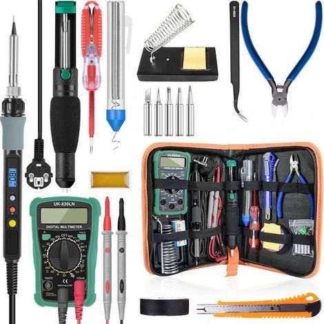 80W numérique 100-480 ℃ Kit de fer à souder réglable en température multimètre électrique pompe à dessouder ensemble d'outils de soudage professionnel