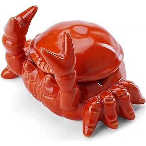 Cendrier en forme de crabe avec couvercle, cendrier coupe-vent en céramique pour cigarettes, usage intérieur ou extérieur, décoration de bureau. (1/5)