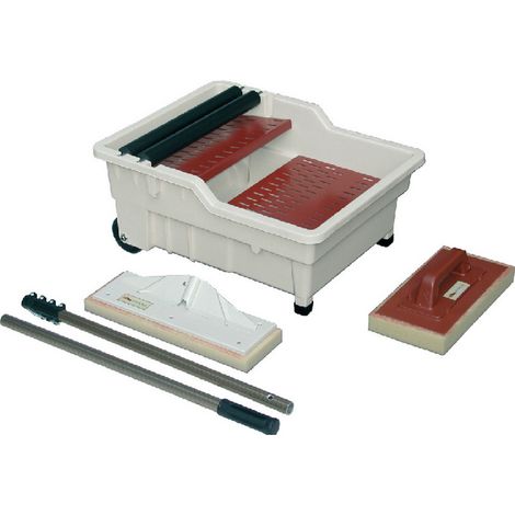 Plateau Raimondi Rambo avec truelle Sweepex – Capacité 40 litres – Dimensions 60x50xh30 cm – Roues Ø 100 mm pour mobilité (1/4)