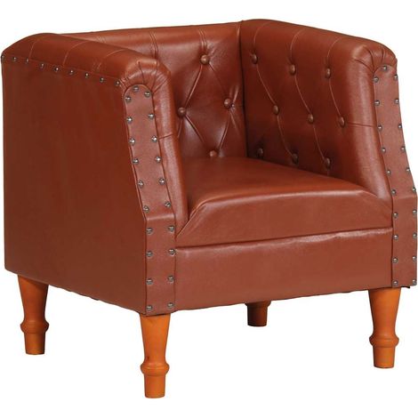 vidaXL Fauteuil marron cuir véritable (1/5)