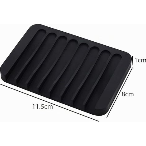 Silicone Soap Dish Drying Rack Non-Slip Soap Dish Drying Rack Keep Bars Dry for Bathroom Shower Kitchen Sponge Black (1/4)