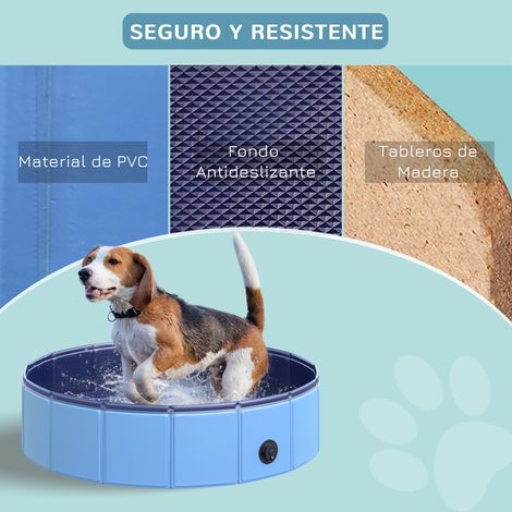 Piscine pliable pour chiens et chats Ø80x20 cm, baignoire portable pour animaux de compagnie, PVC antidérapant, usages multiples, bleue (1/4)