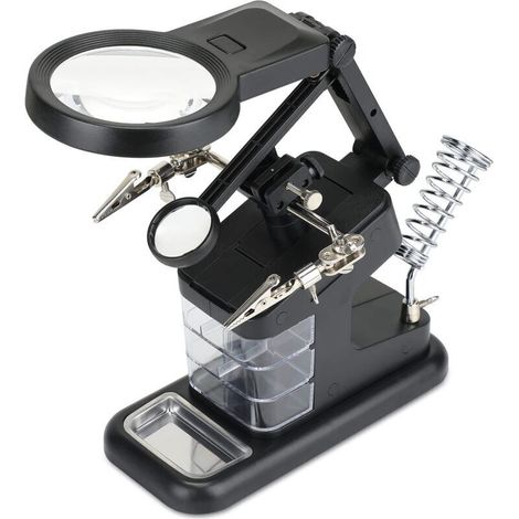 3X/4.5X/25X Multifunctional Third Hand Magnifier, with 10 LED Stand and Magnifying Glass, Soldering Iron Stand for Soldering Hobbies (1/5)