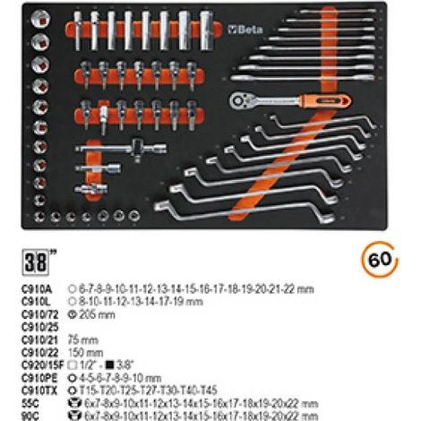 Beta MS6 Assortimento utensili con termoformato 60 utensili