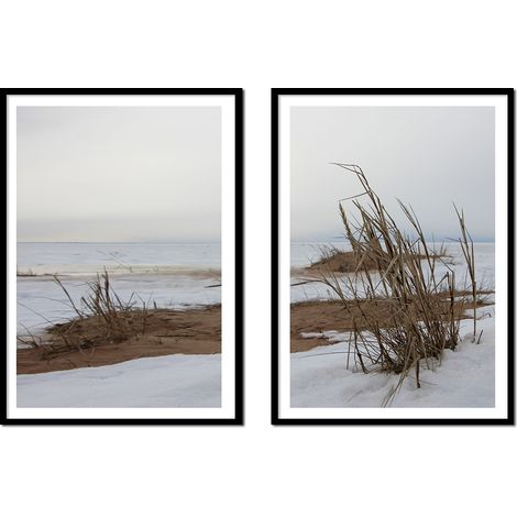 BILDPOSTER IM RAHMEN 53x73cm Diptychon Set mit 2 Gemälden Sea Boho P2179 (1/3)