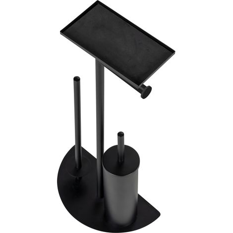 Porte brossee WC WENKO Cosenza Neo noire 4 en 1 avec brosse WC support papier toilette porte-brosse WC design moderne brosse WC remplaçable pour petits espaces salle de bain élégante et pratique (1/6)