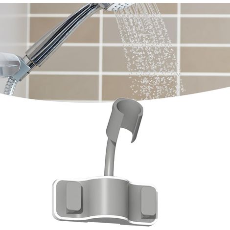 Zerodis Autres produits de salle de bain Support de douchette à main avec installation sans perçage Panneau élargi pour pommeau de douche Porte-serviettes mural Fixation orientable à 360° (Gris) (1/4)