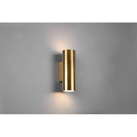 lighting wall sconce cylinder metal antique brass bi-emission h. 20cm