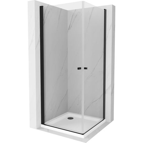 Mexen Pretoria Duo cabine de douche pivotante 80 x 80 cm, transparent, noir + receveur Plat - 852-080-080-70-02-4010B (1/5)