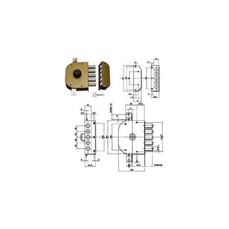 Serratura Triplice Da Applicare Senza Scrocco A Pompa 3200 - mm.60 DX (3200C-02)