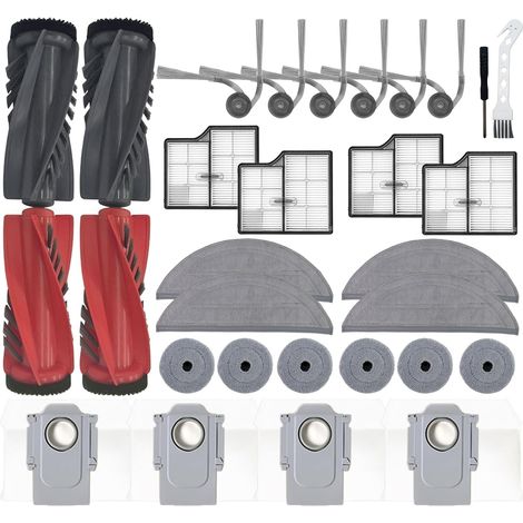 30-teiliges Ersatzteilset für den Roborock Saros 10/G30 Staubsauger: 2 Doppelhauptbürsten, 6 Seitenbürsten, 4 HEPA-Filter, 4 runde Wischpads, 4 Staubbeutel, 1 Reinigungsbürste (1/5)
