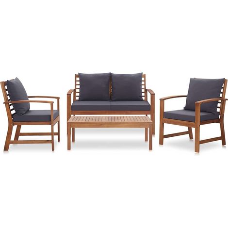 Maison Exclusive - Set Divani da Giardino 4 pz con Cuscini in Massello di Acacia (1/5)