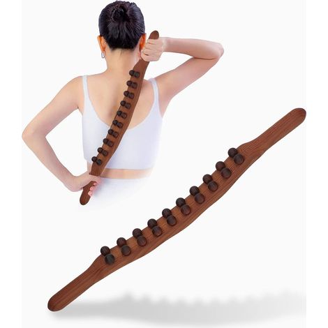 Bâton de massage drainant en bois, outil de massage avec 20 points de massage pour le dos.-AquaForge (1/5)