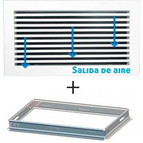 Rejilla lineal inclinación 0º blanca para aire acondicionado + marco de montaje  200x75mm  200x75mm (1/5)