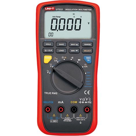 UNI-T 7720100 UT530 SÉRIE RÉSISTANCE D'ISOLEMENT MULTIMÈTRE, ROUGE/GRIS UT533