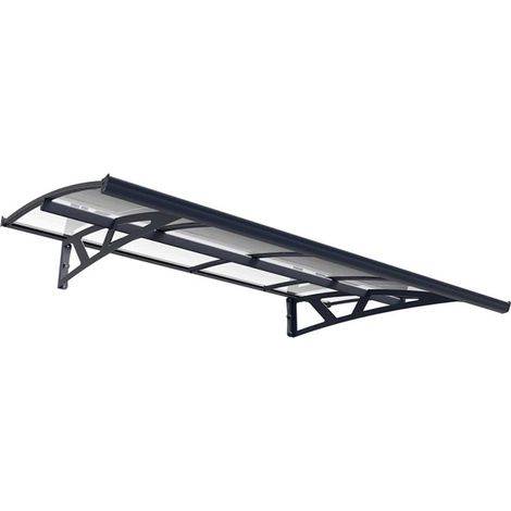 Patio Cover Amsterdam Door Awning Canopy 2230 Clear - Acrylic - L223.5 x W139 x H33 cm - Grey