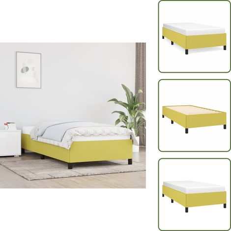 Bettgestell Grün 90x190 cm Stoff - Bettrahmen - Holzbettfundament - Lattenrost - Einzelbett - Grün (1/5)