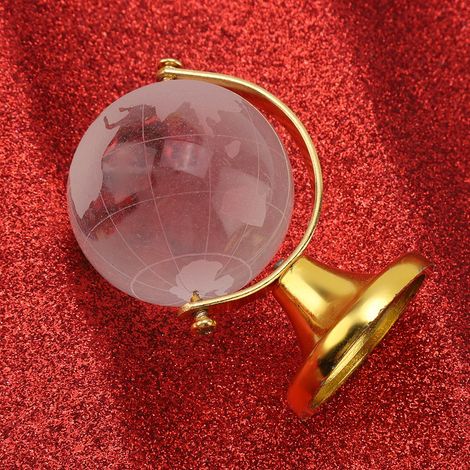 Globe terrestre rond en cristal, carte du monde, boule décorative en verre, cadeau pour la maison ou le bureau (doré) (1/5)