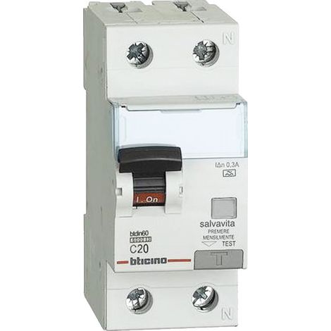 BTicino GN8814A20 Differentialschutzschalter BTDIN60 1P+N Typ A 20A