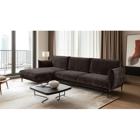 Ecksofa Designersofa MADISON XL in Stoff Dress Me Braun Ottomane Links (1/3)