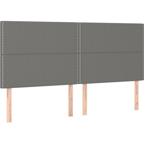 Testiera letto accessorio mobile camera da letto in 4 parti 100 x 5 x 78/88 cm tessuto grigio scuro TDL0206023