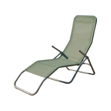 Sedia sdraio chaise longue Riviera – Struttura in acciaio e textilene verde – 140x60x96 cm (1/2)