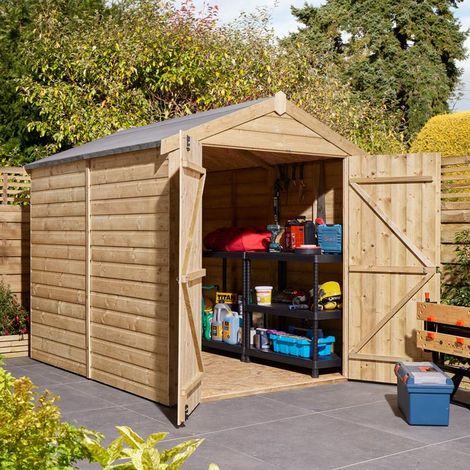 Rowlinson 8x6 Shiplap Apex Shed Double Doors
