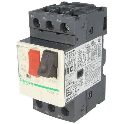 Schneider GV2ME10 - TeSys disj. 4..6.3A 3P 3d motor - thermal-magnetic release - 034311