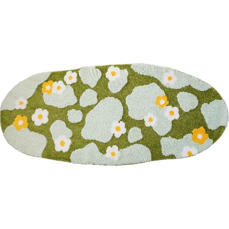 Tapis De Bain En Velours - Tapis À Motif Mousse Verte 50x100 Cm - Pour Salle De Bain Douche Baignoire - 1 Pièce (1/5)