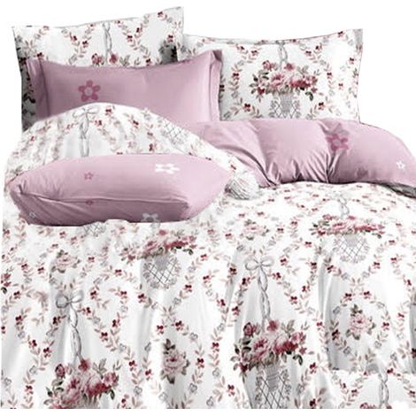 Parure de lit en flanelle chaude 200x220 cm + 3 taies d'oreiller polonaises à motifs floraux et roses (1/5)