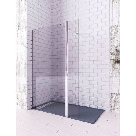 Mampara de ducha de 1 hoja fija + 1 abatible - Cristal 6 mm con ANTICAL INCLUIDO - Modelo TELLA Medida (100+25 cm) - CRISTAL DECORADO 21 (1/3)