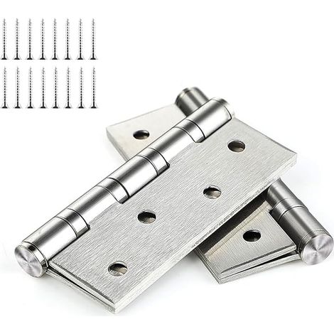 Stainless Steel Hinge - 4 Inch Ball Hinges for Heavy Door 8 Holes - Silver Hinge for Front Doors Closet - Folding Hinges Indoor Outdoor (1/5)