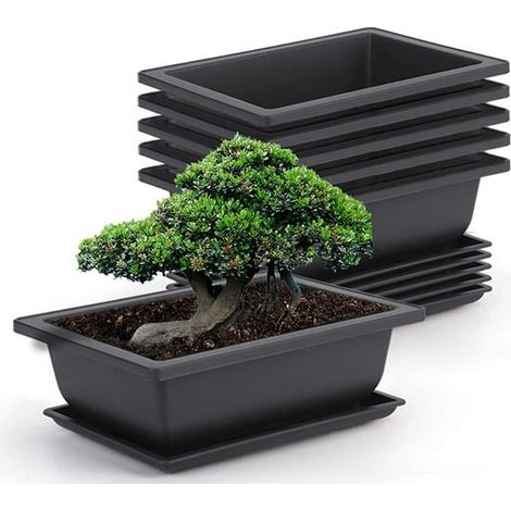 Lot de 6 pots de culture pour bonsaï de 23 cm (9 pouces), en plastique, pour le jardin, la cour, le bureau, le salon, le balcon et plus encore (petit format) (1/5)