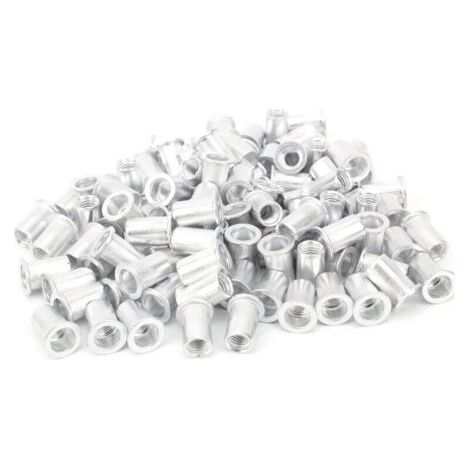 Lot de 100 écrous à rivets M8 à tête plate en aluminium pour acier, alliage, cuivre, plastique (1/4)