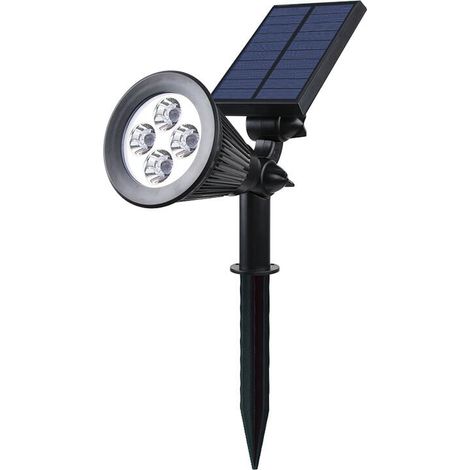 Projecteur d'extérieur étanche UlisemSolar 4 LED 2 en 1, lumière blanche, plastique intégré, 2 W, blanc, 29 x 9,5 x 34 cm (1 paquet) (1/4)