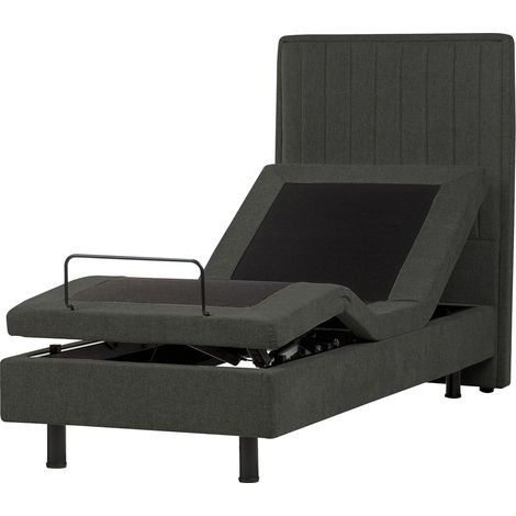 Letto singolo tessuto grigio scuro regolabile elettronicamente con telecomando 80x200 cm Duke II