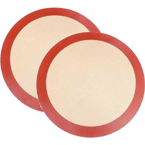 2 Tapis de cuisson, Silicone, Antiadhésif, Rond 23cm, Réutilisable, Pour gâteau, pizza, macaron (1/5)