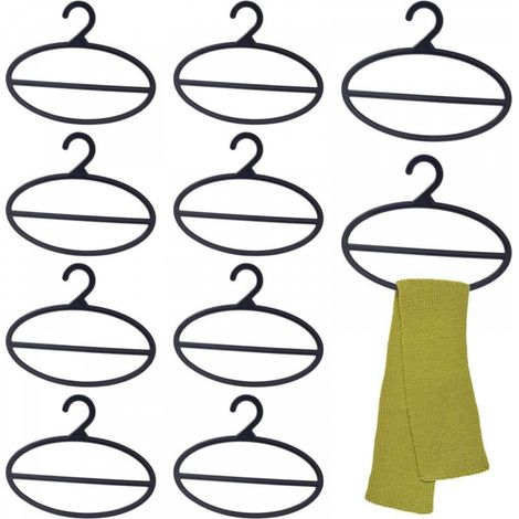 Lot de 10 Cintre pour Foulard Noir, Organisateur de Support D'Écharpe Cintre D'Écharpe en Plastique Peu Encombrant, pour Boutique Maison Foulards Foulards Tri Rangement (1/5)
