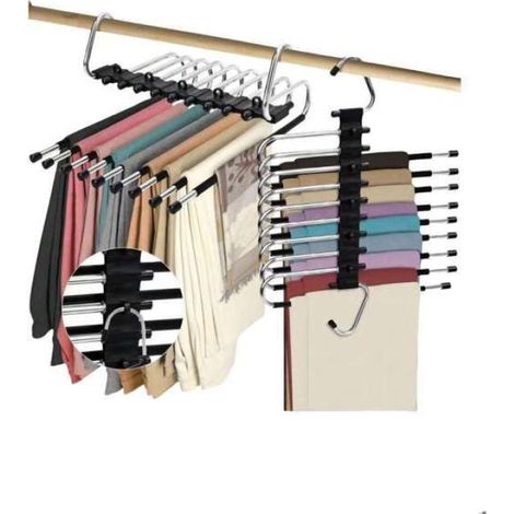 Lot de 2 cintres pliables noirs pour gagner de la place dans votre garde-robe, vos pantalons, vos écharpes et vos jeans (1/5)