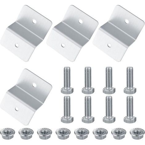 SABIR 4 Pièces Support en Z de Panneau Solaire, Supports de Montage en Z, Panneaux Solaire Support en Aluminium avec écrous Boulons pour Bateau de Toit Fixation Support Z (1/5)