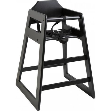 Chaise haute enfant 15 Kg max, en bois, noire, à assembler