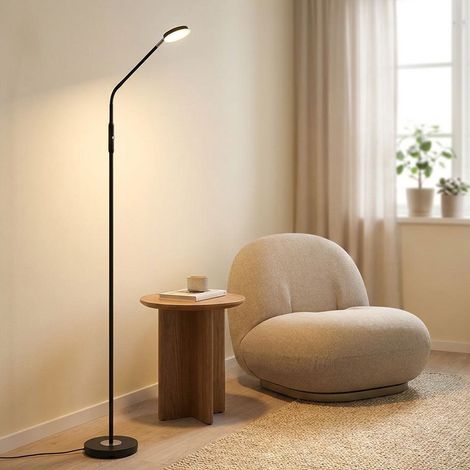 Stehleuchte Stehlampe Wohnzimmerlampe Touchdimmer Schwarz Metall H 173 cm (1/5)