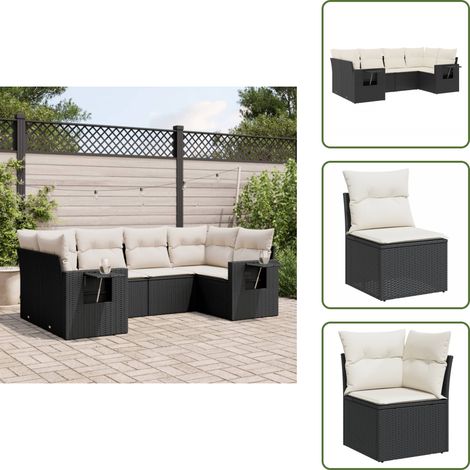 Salon de jardin 6 pcs avec coussins noir résine tressée - Ensemble Salon De Jardin - Salon De Jardin Extérieur - Meuble De Jardin - Mobilier De Jardin - Canapé Jardin (1/5)