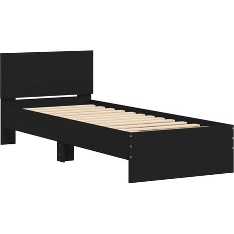 Bed Frame without Mattress with LED Lights Black 75x190 cm Small Single vidaXL (1/4)
